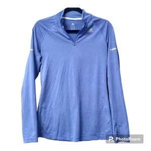 Adidas Running Blue Long Sleeve Quarter Zip Thumb Holes Size Medium